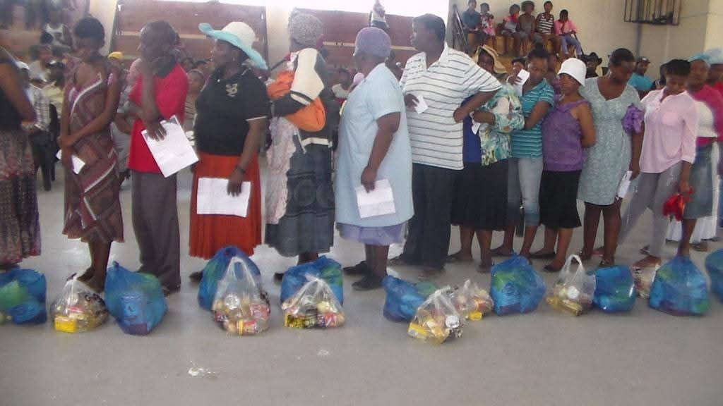 Volunteers packing food parcels